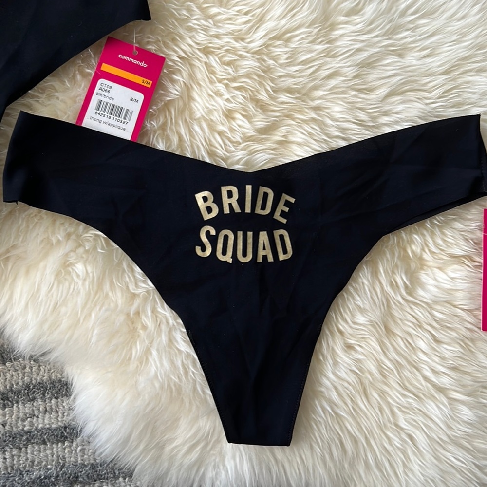 NWT Commando Bride Squad Black & Gold Applique Thong